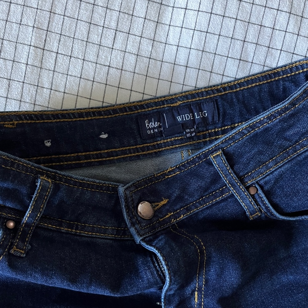 Boden Wide Leg Cropped Denim Jeans Size 6